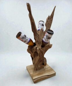 Kinaree Teak Wurzelholz Flaschenständer – Massives Holz Weinregal –uniq Design für Belletristische Lieferanten – Ideal f
