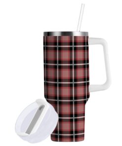 LINQIN Plaid Büffel Vakuum Tumbler für Zuhause, Büro oder Auto Isoliert Auslaufsicher Breiter Mund Warme Kaffee Reisebec
