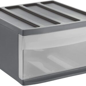 Rotho Systemix BPA-frei Kunststoff Schubladenbox für Küche und Büro, anthrazit/transparent, L 39.5 x 3|0 x 20.3 cm