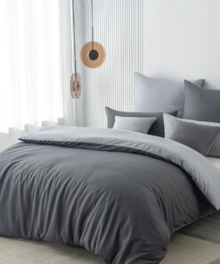 Bettwäsche 155x220 2teilig Anthrazit/Grau weich & bügelfrei