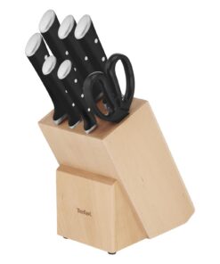 Tefal Ice Force K232S7 Messerblock-Set 8-tlg., hochwertiger deutscher Edelstahl, korrosionsbeständig, schwarz, braun, si