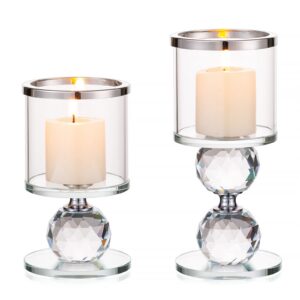 Sziqiqi Kristall Kerzenständer, 2 Stück Glas, transparent, modern, Deko für Tisch und Wohnzimmer, Weihnachten, Hochzeits