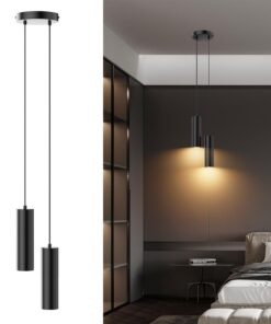 Höhenverstellbare Hängeleuchte Klighten Zylinder GU10 für Küche und Schlafzimmer Schwarz | 2 Flammig Hängelampe Klighte