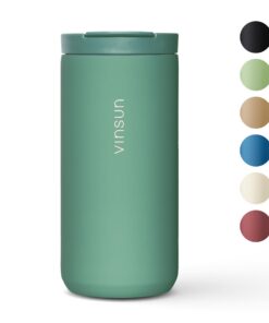 Vinsun Thermobecher Kaffee to go 380ml - Edelstahl, warmhaltend, auslaufsicher - Heiß & Kaltgetränke - grüner Kaffeebech