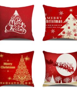 Moonlee Weihnachten Kissenbezug CH-2501 4er Set Quadrat Sofakissen Velvet Dekoration