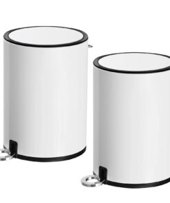 SONGMICS 2er Set Stahl Mülleimer, 3 Liter, weiß, Softclose Badezimmer LTB11WT02