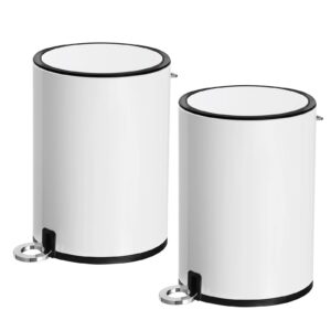 SONGMICS 2er Set Stahl Mülleimer, 3 Liter, weiß, Softclose Badezimmer LTB11WT02