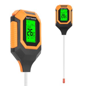 YAMRON Caewous PH-Messgerät Erde 4-in-1 Digital Pflanzenbodenmessgerät mit PH-Wert/Temperatur/Niederschlagsdichtigkeit/L