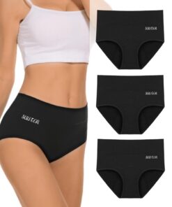 SUUFOR Starke Blutung Periodenunterschwäsche, Hohe Taille & Hohe Saugfähigkeit (3er Pack)