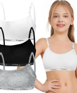 Bysion Mädchen Sportunterwäsche Abnehmbar Gepolsterte Schultergurt 3er-Pack Bralette Top Bustier 10-14 Jährige Kinder
