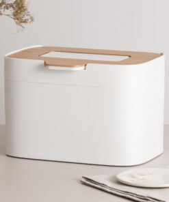KAZAI Bio-Mülleimer Elin 4,5L | Geruchsdicht mit Filter & Holz-Deckel | Küche Kompost-Behälter