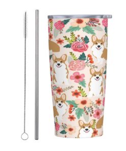 ANGYANG Corgi Dog Cream VacuumTravel Bottle Edelstahl Tumbler - 20 Oz für Hundehalter auf Reisen