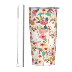ANGYANG Corgi Dog Cream VacuumTravel Bottle Edelstahl Tumbler - 20 Oz für Hundehalter auf Reisen