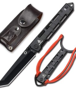 NedFoss DG-BK Tanto Klappmesser, scharfes Taschenmesser für Outdoor & Sammlung, 9CM Einhandmesser mit Scheide