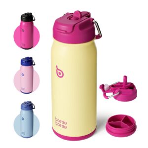 Edelstahl Trinkflasche 16oz mit Strohhalm für Kinder - BPA frei - Gelb