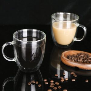 Doppelwandige Kaffeetassen Isolierglas XJUNCUMU Set von 2 für Espresso & Cappuccino, perfekt für Tee, 473 ml