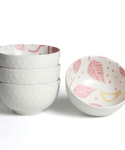 AOOSY Porzellan Dessertschalen Set für Salat, Suppen und Ramen mit 4 Stückecnährungssicher Schüssel.Serializeratisch für