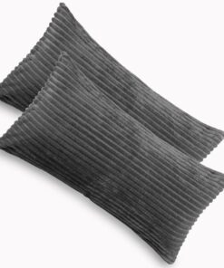 2er Set Kissenbezug im Doppelpack Cashmer Touch Fleece Kissenhülle, für Sofa und Couch, Grau, 40x80 cm - Wärmeisolierend