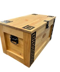 weeco Holztruhe Griechisches Design 80x47x45cm mit Rädern Stauraum Couchtisch Spielzeugkiste