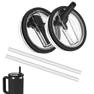 WAWJ® Auslaufsicherer Ersatzdeckel für Cup mit Trinkhalmen 2 Stück, Schwarz