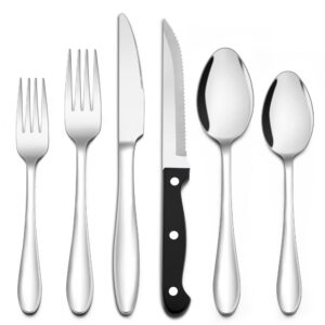 Joyfair 36-teiliges Edelstahl Besteck Set für Familie, Elegantes Tafelbesteck Set mit Gabel, Messer und Löffel für Resta