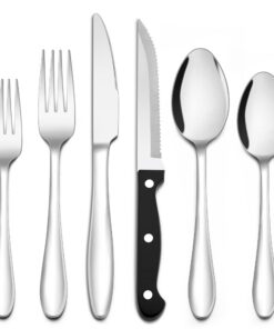 Joyfair 36-teiliges Edelstahl Besteck Set für Familie, Elegantes Tafelbesteck Set mit Gabel, Messer und Löffel für Resta