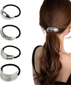 Modische Silberne Haarmanschetten Für Damen Zopfhalter