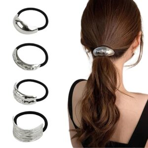 Modische Silberne Haarmanschetten Für Damen Zopfhalter