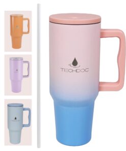 TechDoc Thermoschlauch-Tumbler 40 oz | Edelstahl | Geschenk für ihn und sie | Rosa-Blau Gradient | 1180 ml