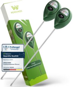 WENDOWERK® Feuchtigkeitsmesser für Pflanzen 2er‑Set – Extra lang 40 cm, Ohne Batterien • Präziser & schneller Premium Bo
