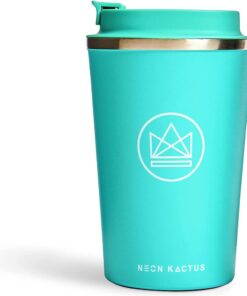 Neon Kactus Doppelwandiger Edelstahl Kaffeebecher Isoliert Recycelbar 12oz