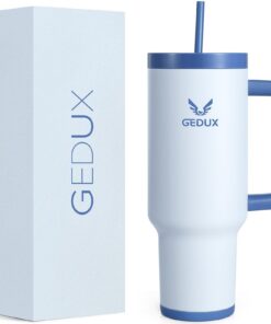Gedux Trinkflasche mit Strohhalm 1.2L - Doppelwandige Vakuumisolierung - Dauerhafte Wärmebindung - Spritzwassergeschützt