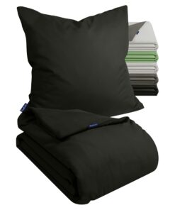 Sch.sulzer Velvety Soft Bettwäsche 135x200 - Ultra weich + Kissenbezug 80x80 2-teiliges Set - Schwarz