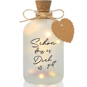 Ulikey LED Flaschenlicht Geschenk für Geburtstag Schön, dass es Dich gibt (Gefrostet) Ulikey LED Flaschenlicht Dekofla