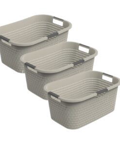 Rotho Country 3er-Set Wäschekorb 40l Bauernstil BPA-frei für Familie Gartenparty