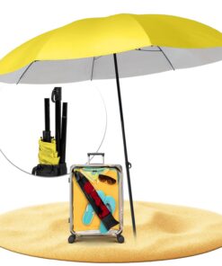 STYNGARD Reise Sonnenschirm mit UV Schutz 50+ für Familien - zum Strand und dem Pool - ABSANNTLEINE und FOLDABLE Modell