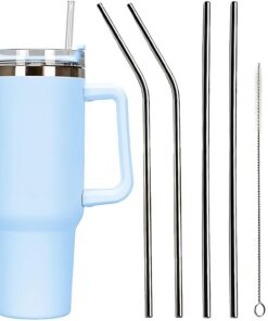 Voarge 40oz Hellblauer Heiße Kalte Getränke Thermobecher für Zuhause Reisen mit Vakuumbepackung und Strohhalm