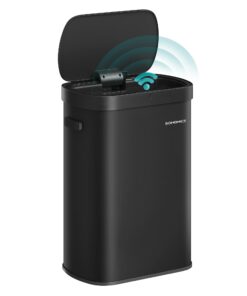 SONGMICS Automatischer Abfalleimer mit Sensor LTB640B02 tintschwarz 50L Softclose Stahl Müllbeutel inkl. Öffnen per Hand