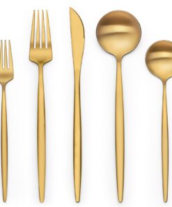 Terlulu 40-teiliges Besteck-Set für 8 Personen, edles Stahl, leicht wäschbar und robust, perfekt zum Dinner für Familie