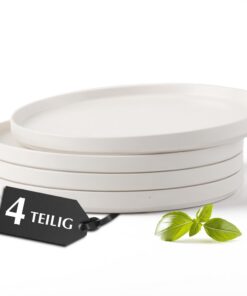 MIAMIO - 4 Personen Teller Set, Keramik Geschirr, Spülmaschinen- und Mikrowellenfest – Moderner Steingut Tafelservice (W