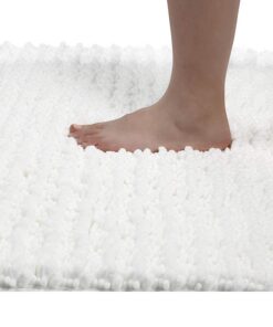 Yimobra Chenille Badematte Weicher und rutschfest - Maschinenwaschbar - Mikrofaser Absorbent Badteppich - Helles Weiß