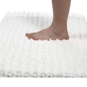 Yimobra Chenille Badematte Weicher und rutschfest - Maschinenwaschbar - Mikrofaser Absorbent Badteppich - Helles Weiß