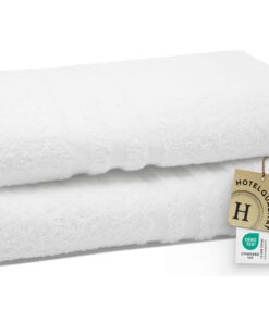 ZOLLNER 2er Set Duschtücher 70x140 cm – flauschig & saugstark, 100% Baumwolle, weiß – Hotelqualität, OEKO‑TEX STANDARD 1