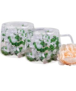 LeKuni 2er-Pack Latte Macchiato Gläser Mit Trockenblumen - Ideal für Eis, Eistee und Iced Americano - Doppelwandige Ther
