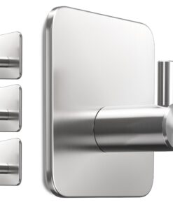 Menz Rostfreie Badezimmer Wandhaken 4er Set selbstklebend - edelstahlige Klebehaken mit wasserfesten Klebepads für prakt