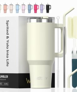 WATERSY To-Go Kaffeebecher 20oz Edelstahl Vakuumdoppelschichtlich Trinkbecher aus Stahl Tragbar für Auto und Haus Beige