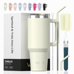 WATERSY To-Go Kaffeebecher 20oz Edelstahl Vakuumdoppelschichtlich Trinkbecher aus Stahl Tragbar für Auto und Haus Beige