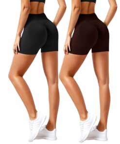 Vertvie 2/3/5er Pack Damen Boom Booty Scrunch Sport Shorts High Waist Kurze Sporthose Push Up Fitness Leggings