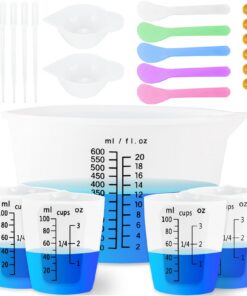 Creahaus Silikon-Messbecher-Set für Hobbykünstler - leicht ablesbar, 600ml Silikon-Mischschüssel + 250ml & 100ml Zubehör