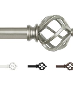 KAMANINA Vorhangstange ausziehbar 80–148 cm, Silber – Dekorative Gardinenstange mit Twisted Cage Endstück